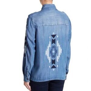 RAILS SMITH TRIBAL SOUTHWESTERN EMBROIDERED DENIM L/S SHIRT JACKET TOP sz XS
